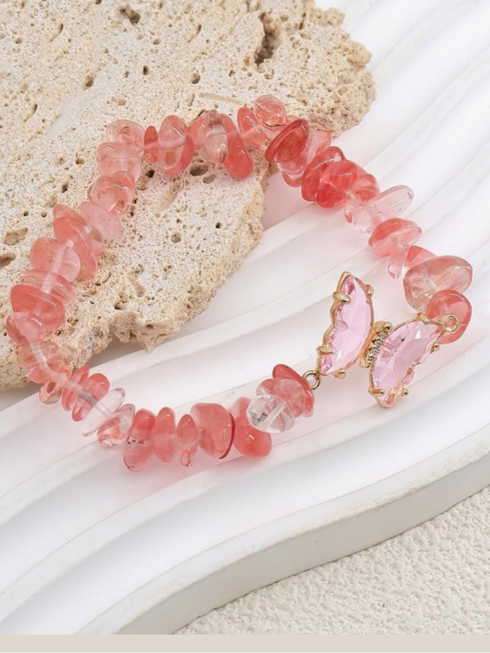 🆕New Strawberry Quartz Butterfly Bracelet